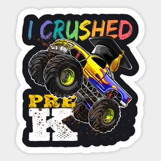 I Crushed Pre K Monster Truck Graduation Cap Boys Sticker